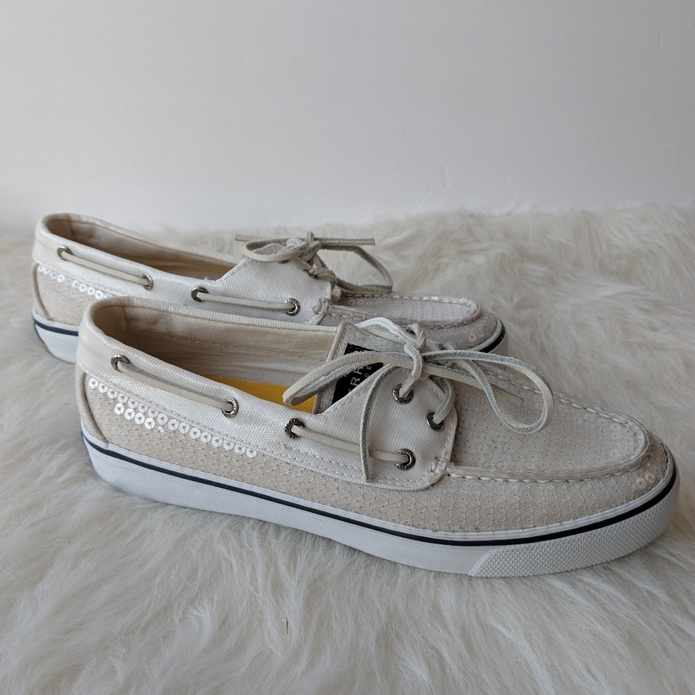 Sperry Top Sider White Sequin Boat Shoe